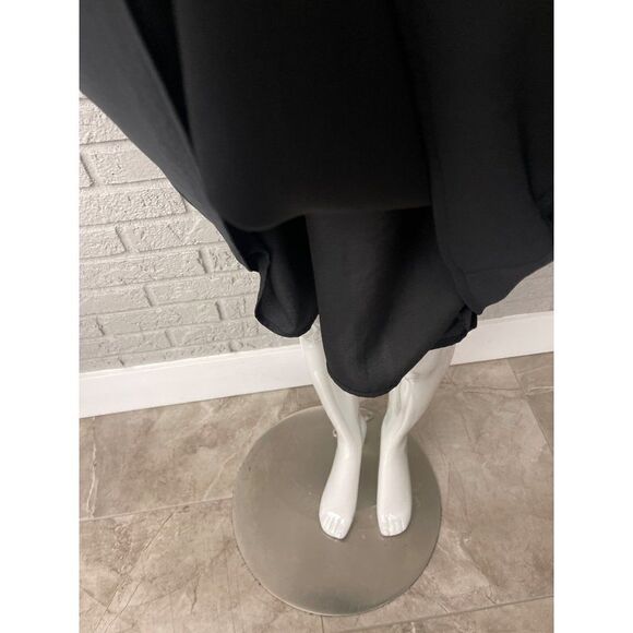 Black Lands Black Twill Drape Front Sleeveless Pleated Front Dress Size 10 - Picture 10 of 11